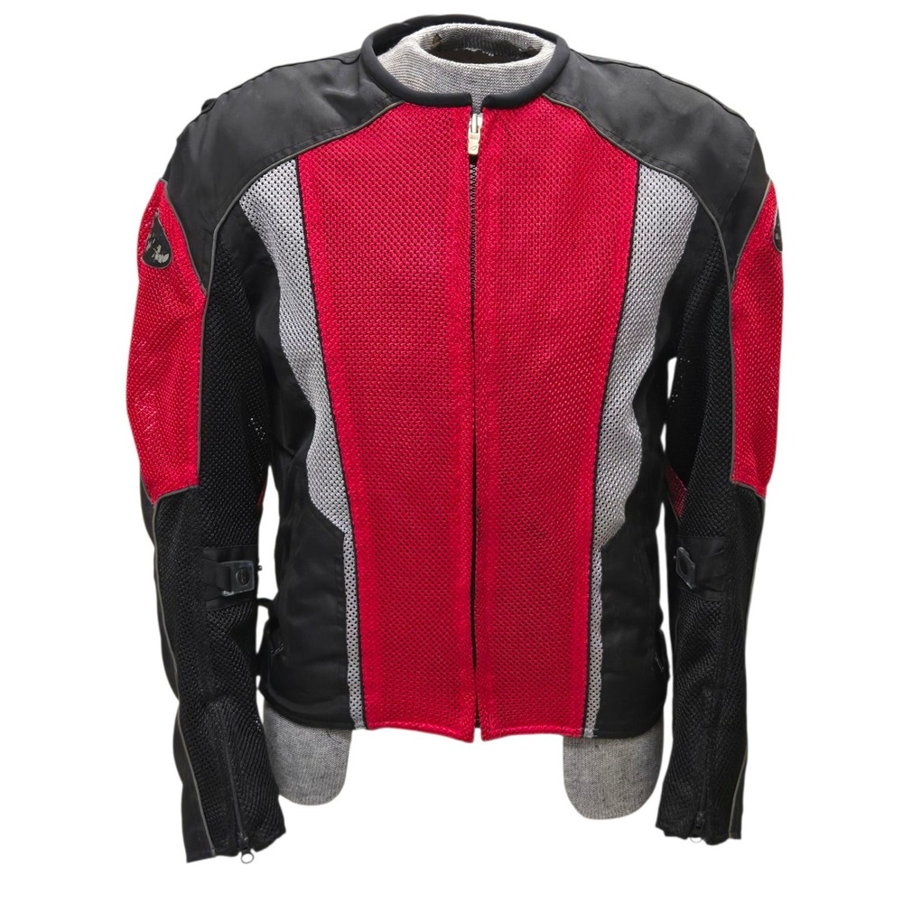 Joe Rocket Motorcycle Racing Jacket Canvas & Mesh Full Armor Black Red Men's M